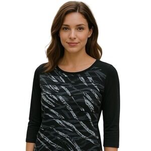 Chico's Travelers Top‎ Abstract Print 3/4 Sleeve Comfortable Blouse Size 0 US S